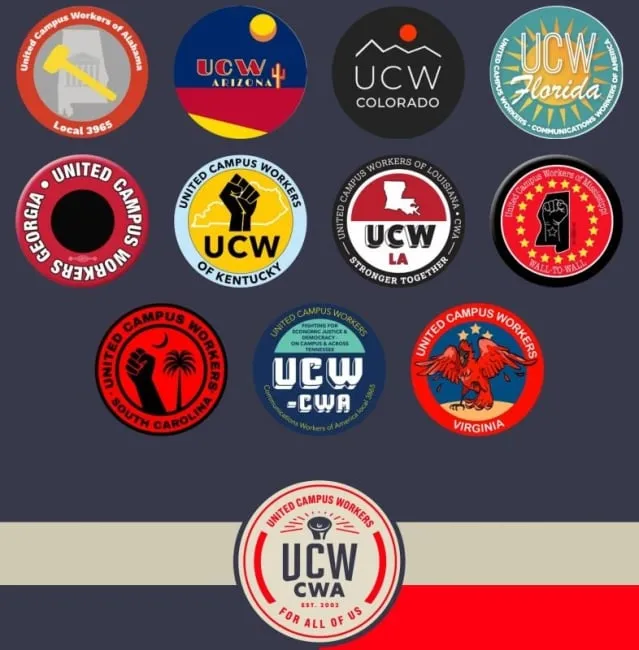 The state and national logos for the United Campus Workers