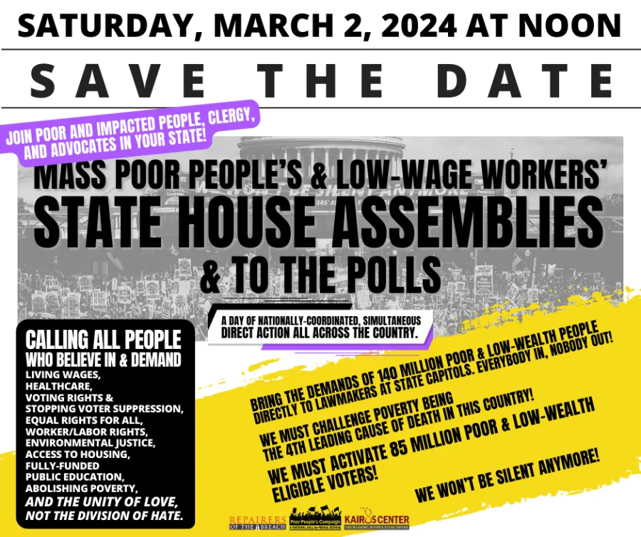 Flier for Poor People's Campaign Rally at the State Capitol